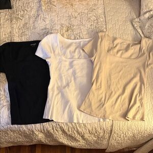 Old Navy Black and White Square Neck Set T-Shirts